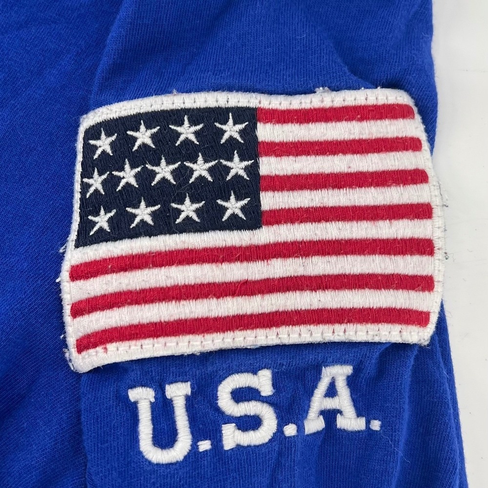 Polo Ralph Lauren Adult L Blue Long Sleeve Embroidered POLO USA Flag Patch Y2K - Picture 3 of 9